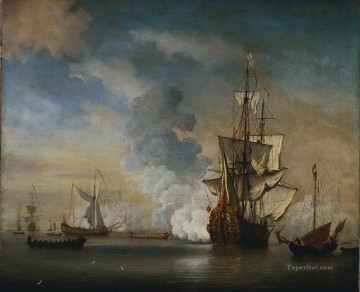 Willem van de Velde de Jonge Brits oorlogsschip acorazados Pinturas al óleo